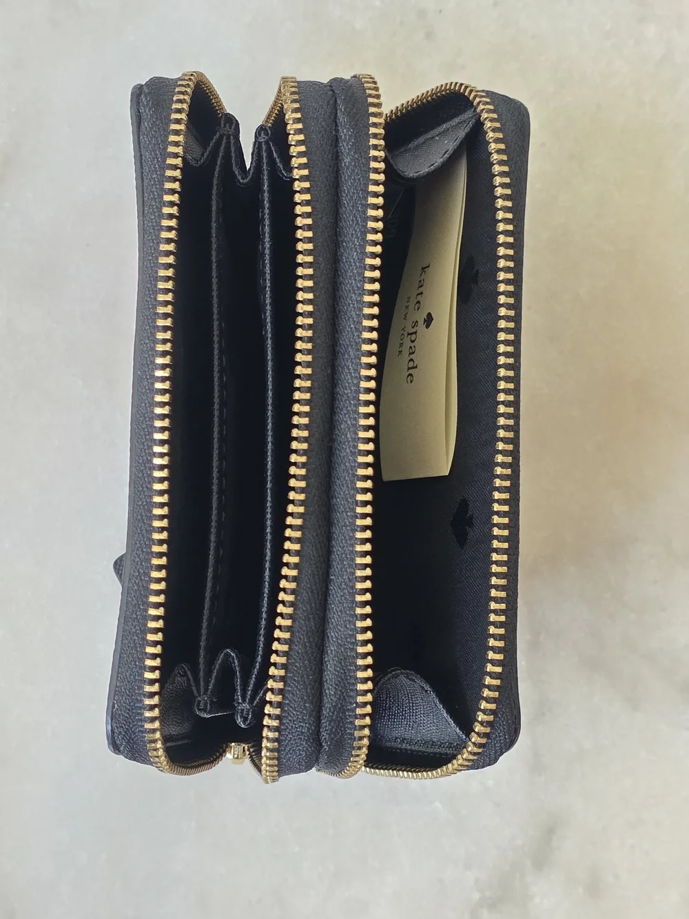 Kate Spade New York Laurel Way Gardenia Rosie Double Zip Case Wallet Black Pink